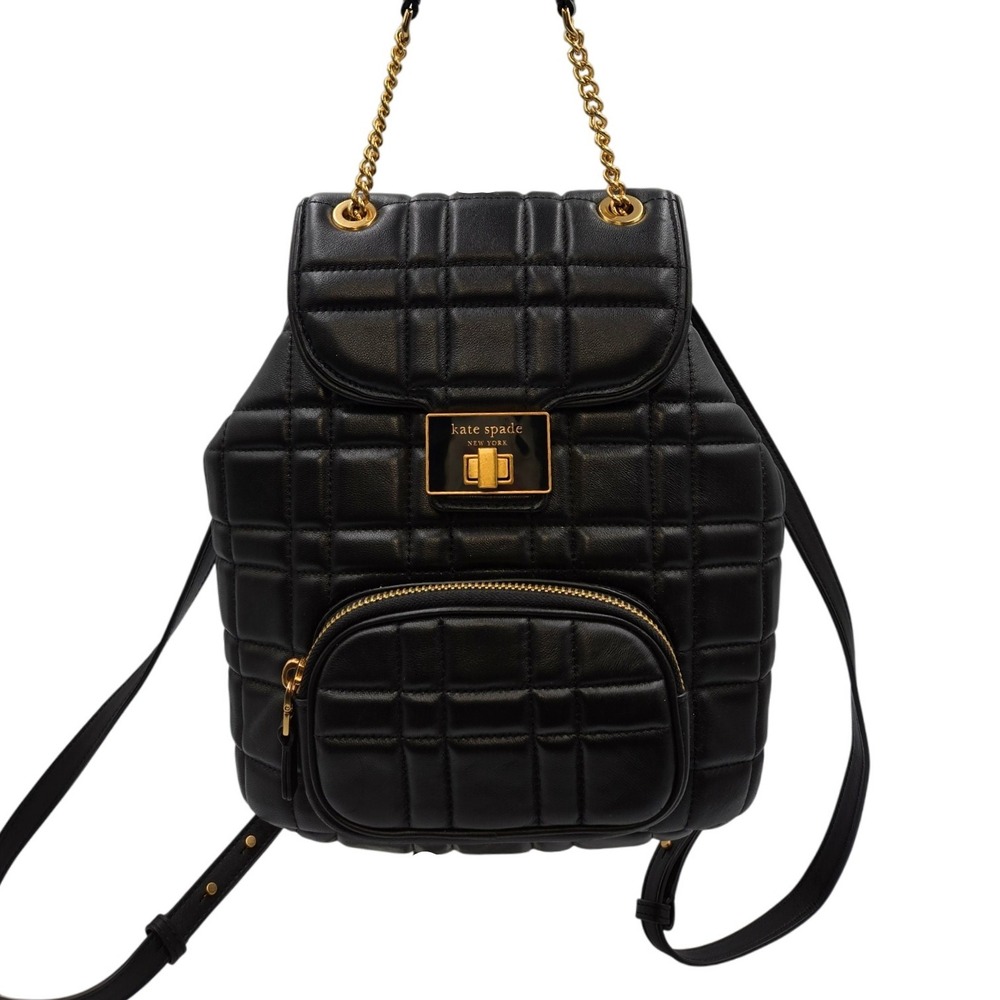 Kate Spade New York Evelyn Quilted Small Leather Backpack in black